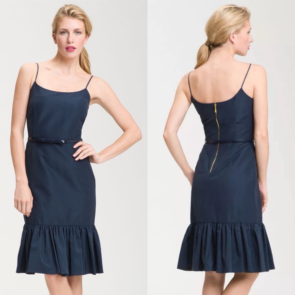 Kate Spade Talitha Midnight Blue Ruffle Hem Dress